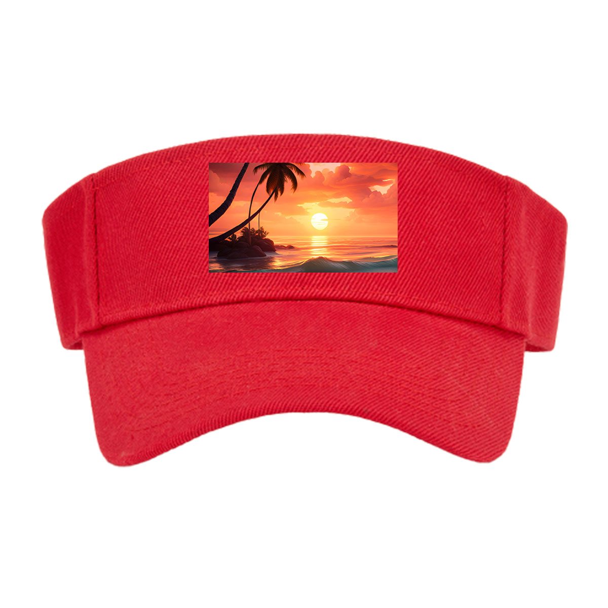 Tropical Sunset Beach with Palm Trees and Golden Waves -  Visor cap