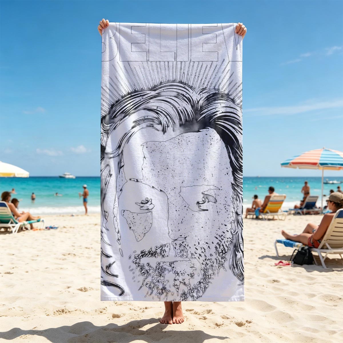 I Believe - Jesus Christ Portrait - Beach towels