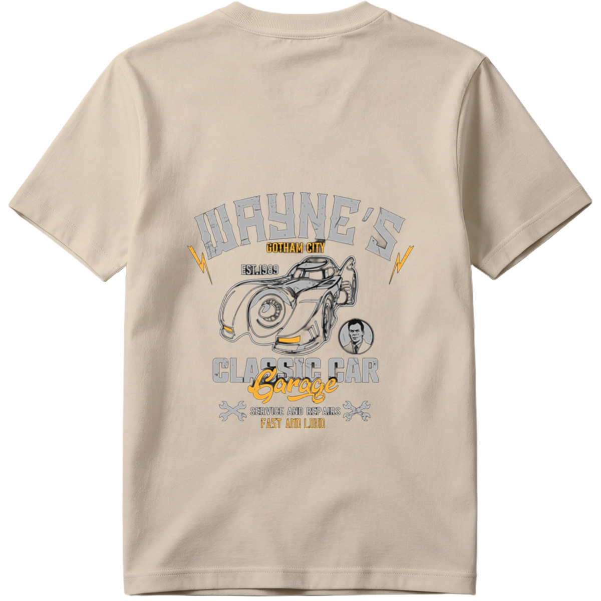 Wayne's Gotham City Classic Car Garage: Batman and Bruce Wayne - Tee