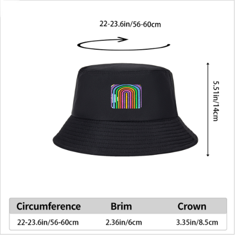 Unisex Classic Bucket Hat with Glitter Rainbow Print Design - Stylish Sun Protection Hat for Outdoor Activities, Beach, Travel, and Casual Wear - Perfect for Adults Seeking Trendy and Comfortable Headwear