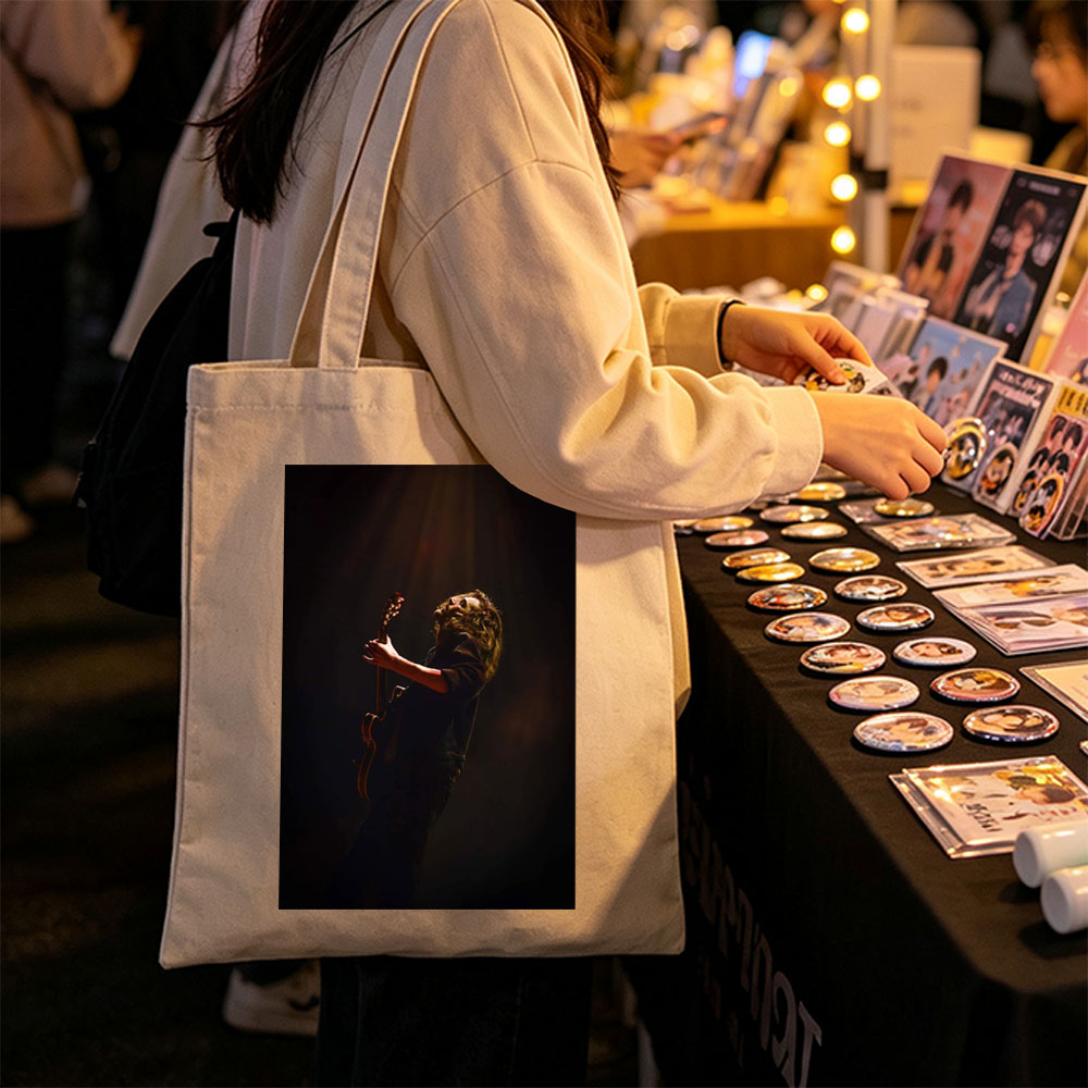 Chris Cornell Live Performance - Passionate Guitarist in Dark Stage Spotlight - Canvas tote bags