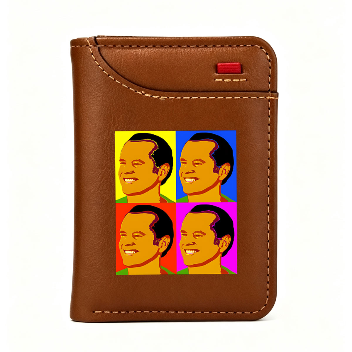 Pop Art Portrait of a Smiling Man in Four Color Blocks - Vertical Style Wallet