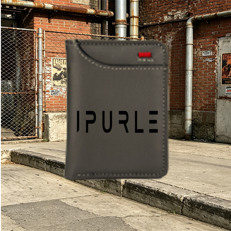 Unisex Vertical Wallet with Purple Letter Print Design – Compact Card Holder for Daily Use, Perfect for Students, Professionals, and Urban Travelers – Stylish & Functional Money Clip for Men and Women