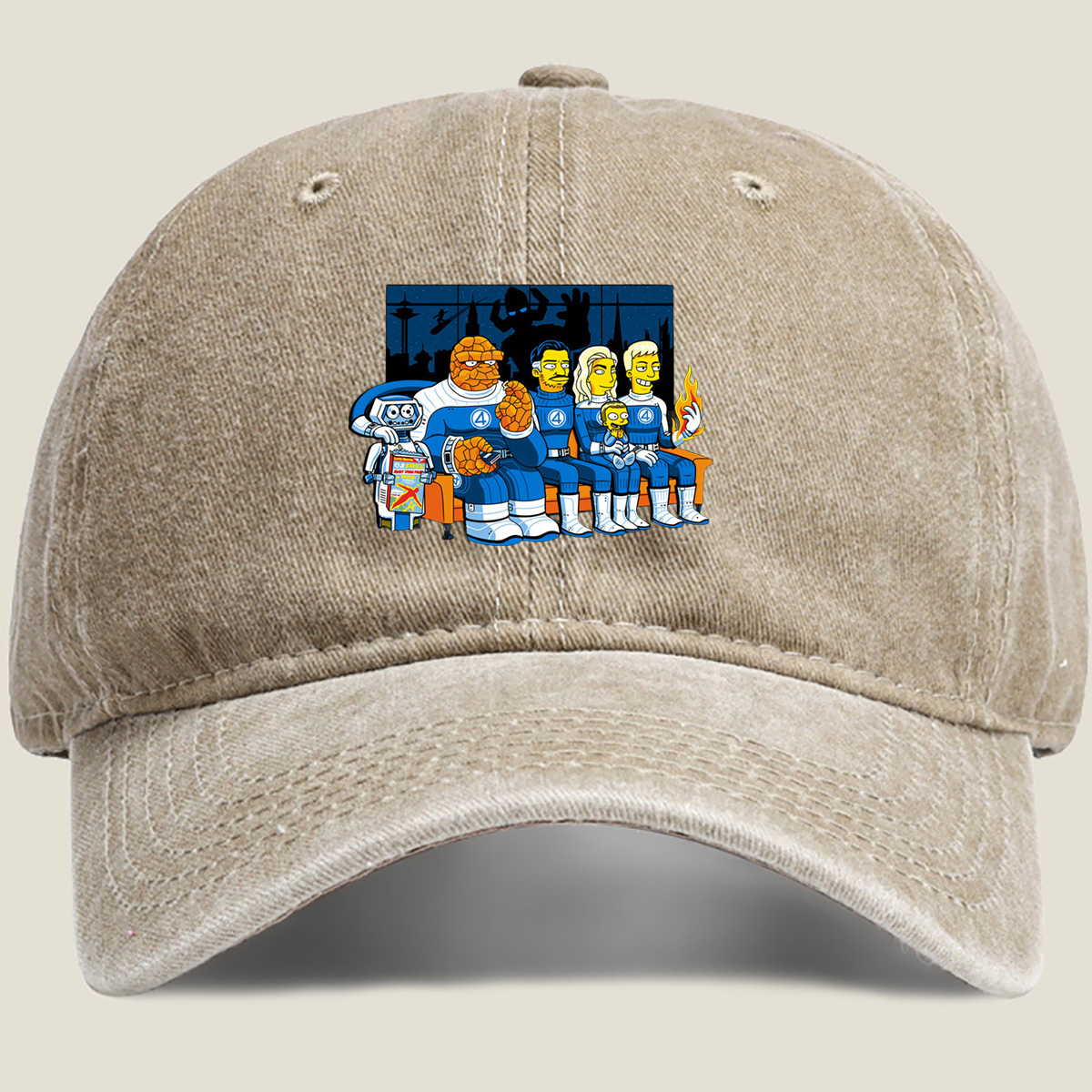 The Simpsons Meet the Fantastic Four - Washed Denim - Baseball Cap