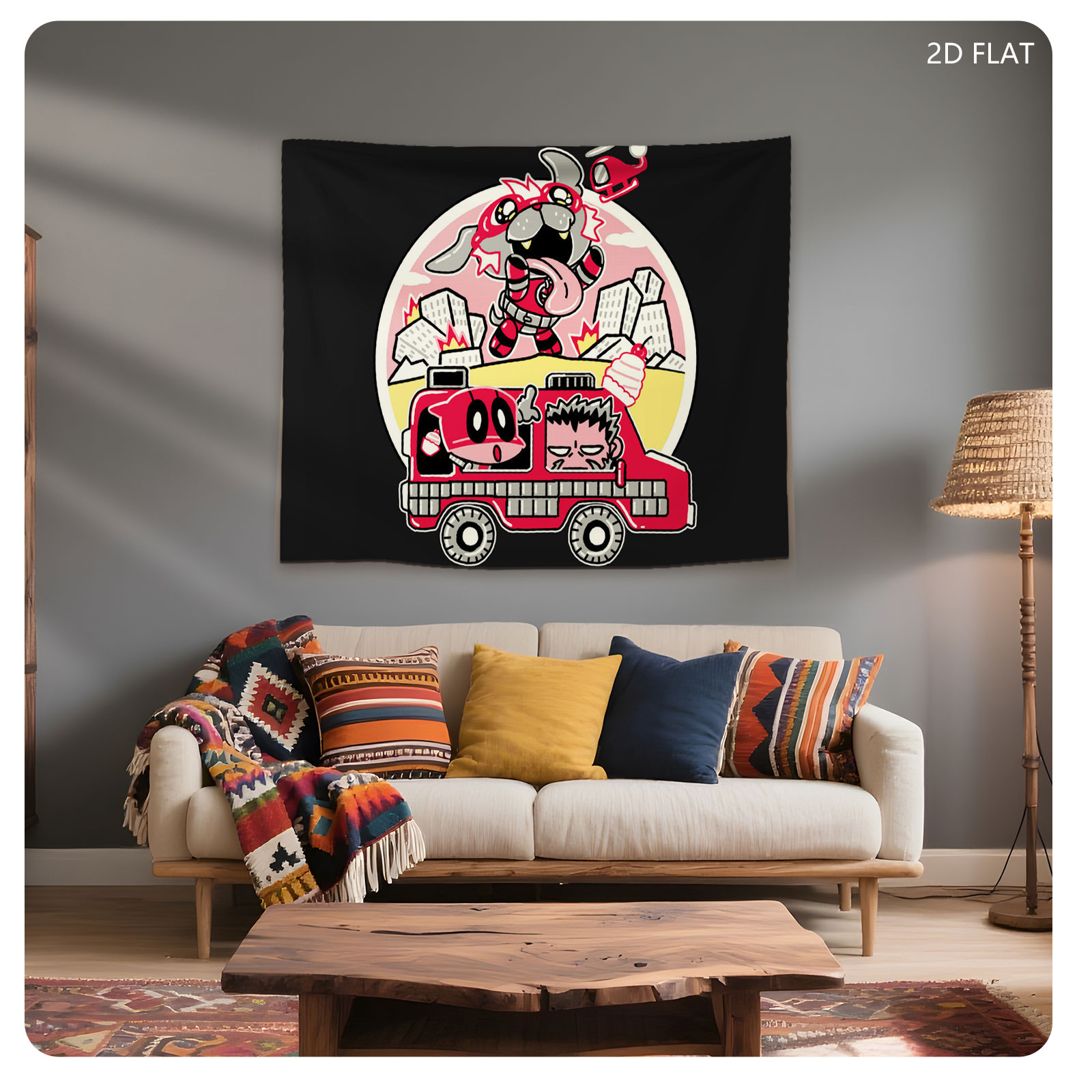 Teen Titans Go! Fire Truck Chaos with Beast Boy and Cyborg - Tapestry