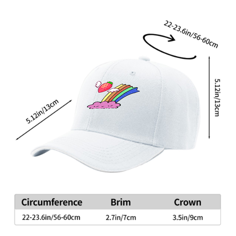 Unisex Classic Sandwich Hat with Strawberry Wings and Rainbow Cloud Print | Perfect for Casual Outings, Festivals, and Everyday Wear | Ideal for Teens and Adults Seeking Fun, Colorful Headwear