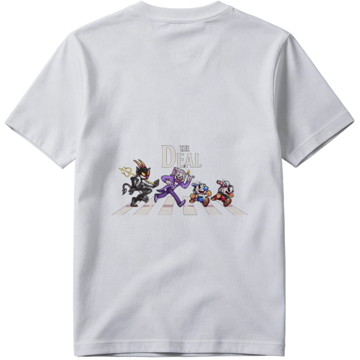 Cuphead, The Devil, and Mugman Crossing the Street – 