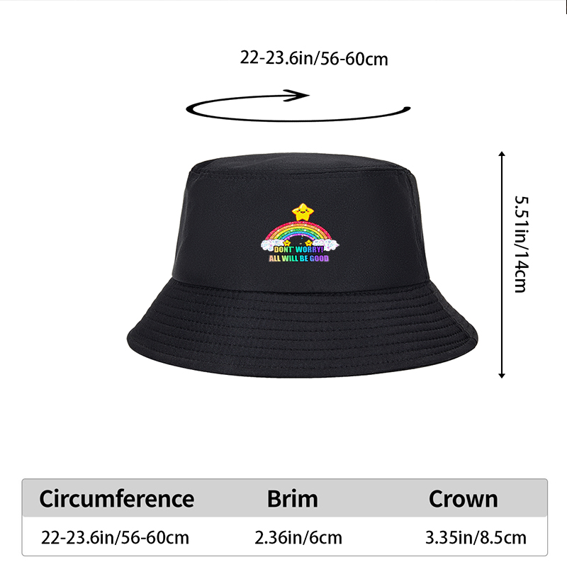 Unisex Bucket Hat with Rainbow Star Print 
