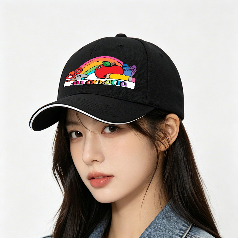 Unisex Classic Sandwich Hat with Rainbow Apple Art Print #LAMAAETA - Perfect for School Events, Art Classes, and Creative Outings - Ideal for Students, Teachers, and Art Enthusiasts