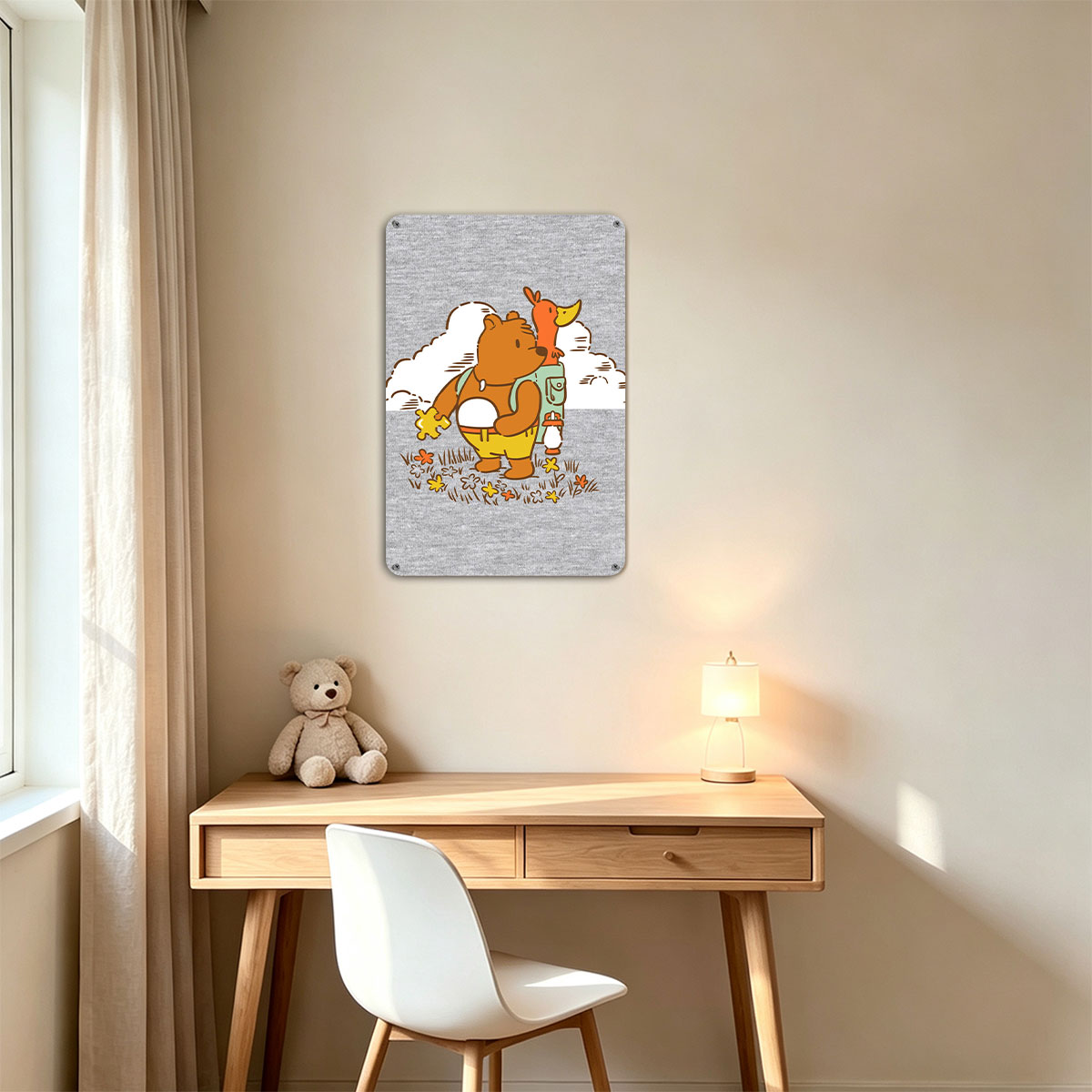 Bear and Duck Adventure in the Field - painting