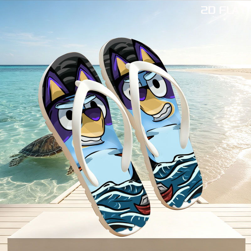 Bluey the Pirate Dog in a Stormy Sea Adventure -  flip-flops