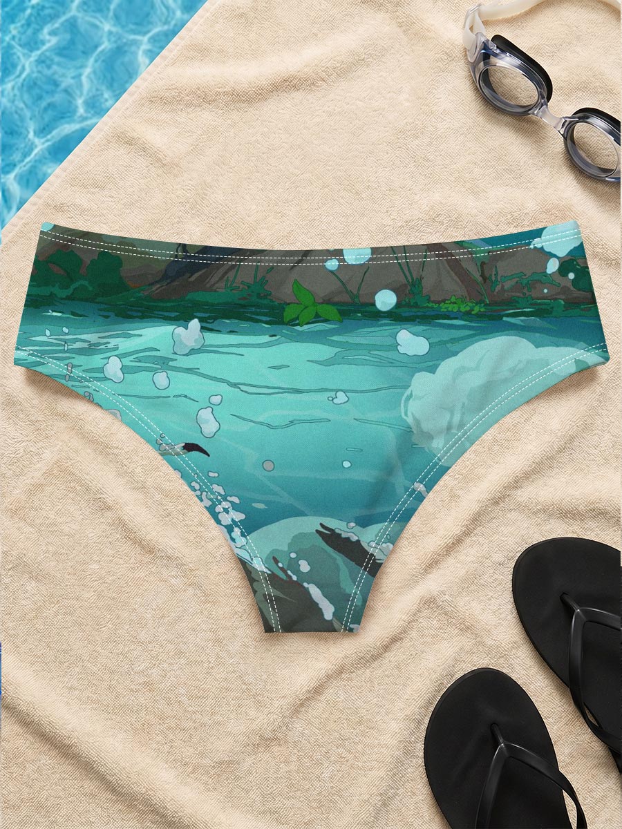 A boy rides a swan through a mystical underwater world beneath a giant tree. -  Men's swim trunks
