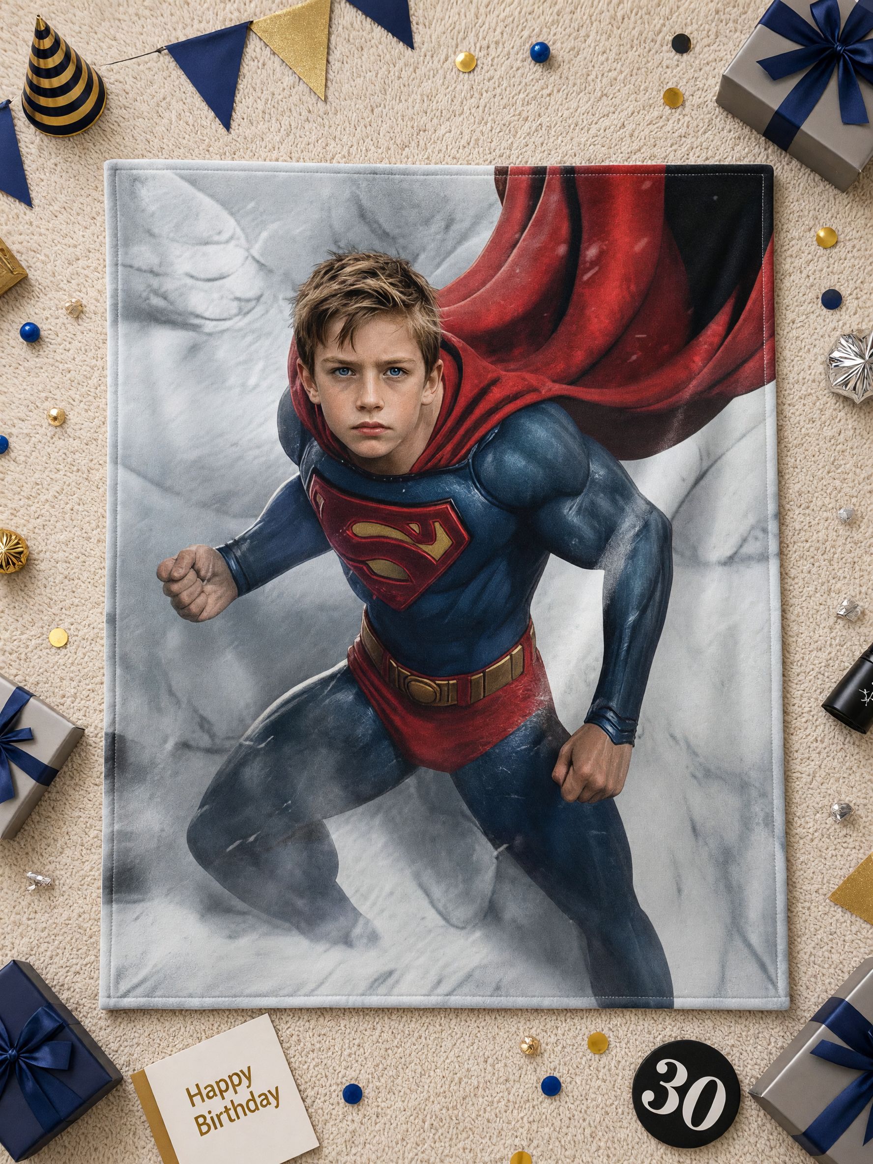 Custom Face Throw Blanket with Action Superhero Portrait Ultra Soft Anti Pilling Flannel Ideal Personalized Gift for