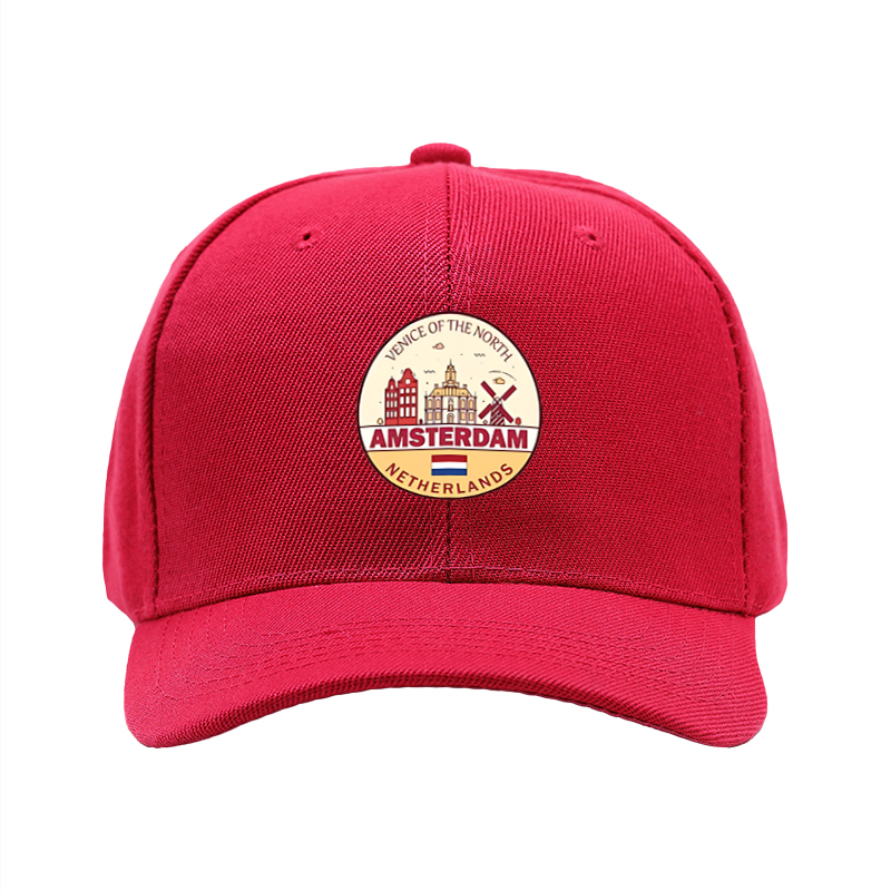 1pc New Baseball Cap Amsterdam Cityscape Print Venice of the North Design Unisex Adjustable Hat for Travel Outdoor Activities Adults and Teens