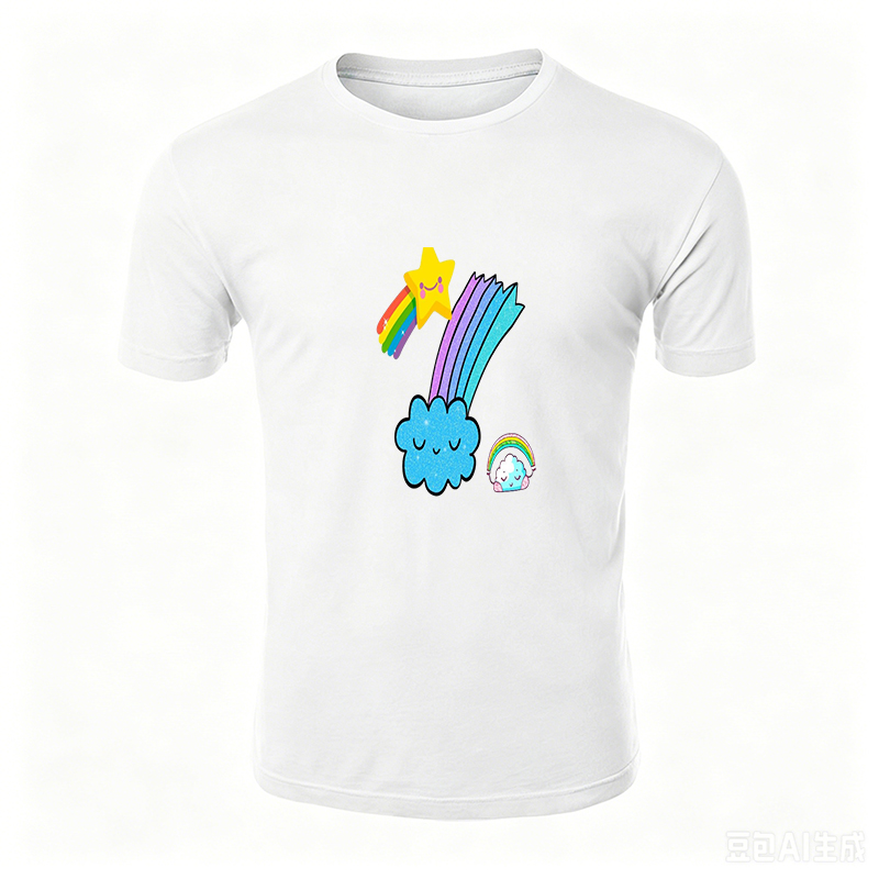 Unisex Classic T-Shirt with Cute Rainbow Star and Cloud Print | Fun Graphic Tee for Casual Wear, Perfect for Teens and Adults Who Love Whimsical Designs