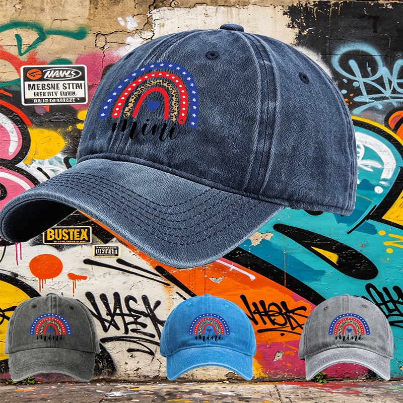 Unisex Classic Washed Cap with Rainbow Leopard Print and Stars Design | Casual Streetwear Hat for Outdoor Activities, Travel, and Daily Wear | Perfect for Young Adults and Trendy Fashion Lovers