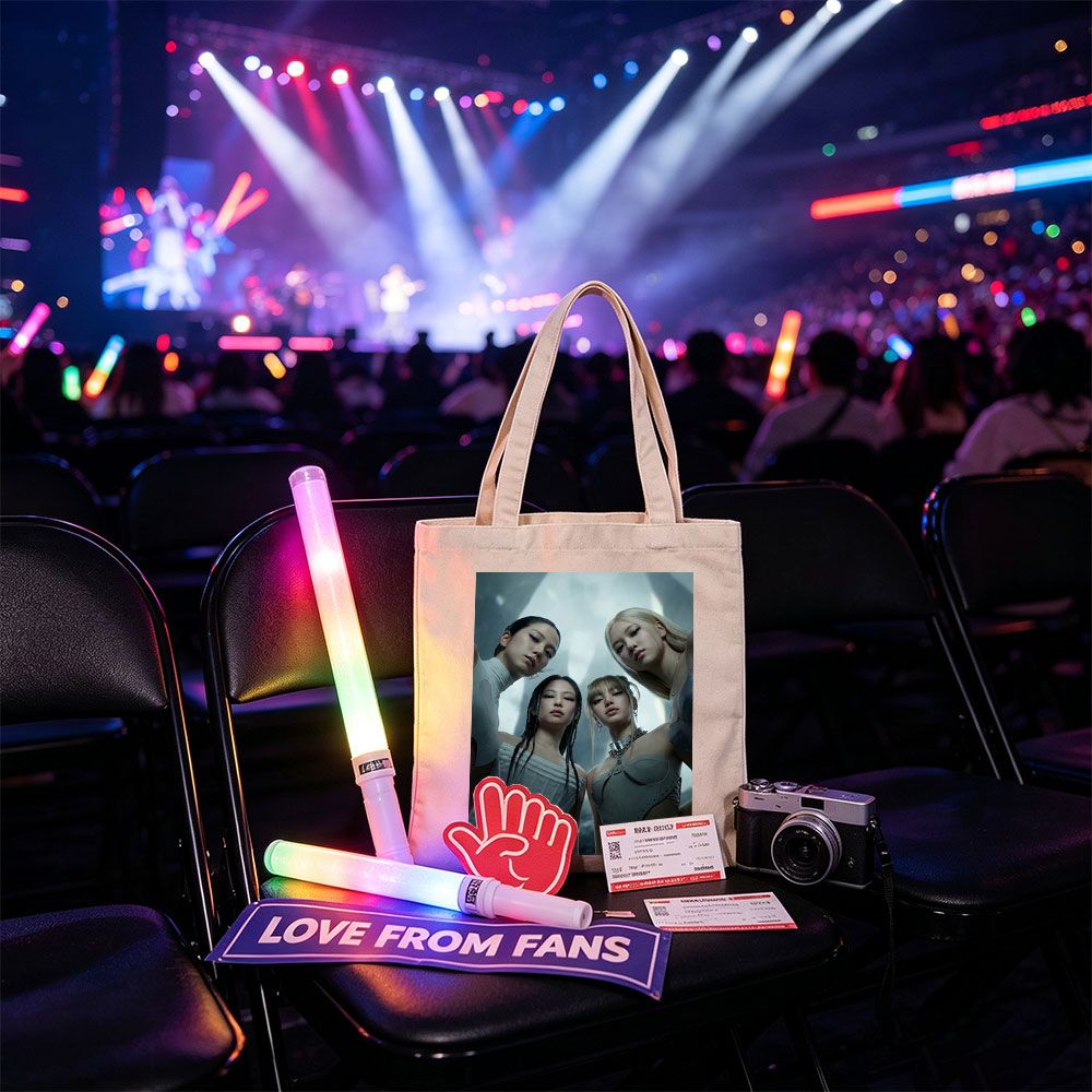 BLACKPINK in Futuristic Fashion Scene - Four Members Pose in Sleek, High-Tech Outfits Against a Dramatic, Otherworldly Background - Canvas tote bags