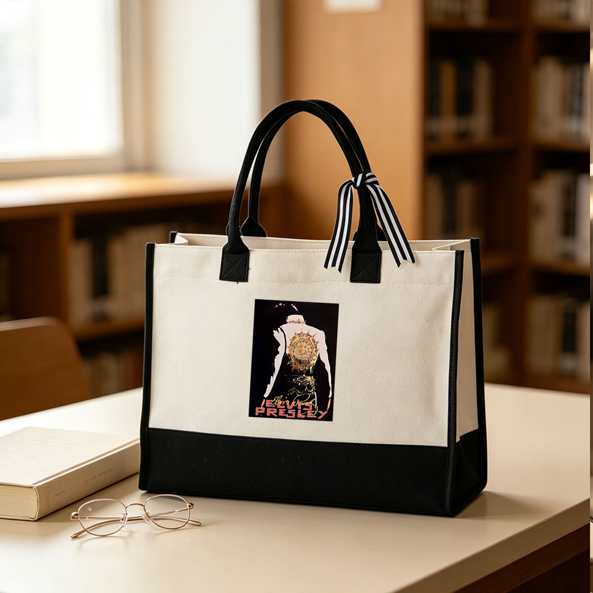 Elvis Presley - Back Tattoo Artwork - Canvas patchwork gift tote bag