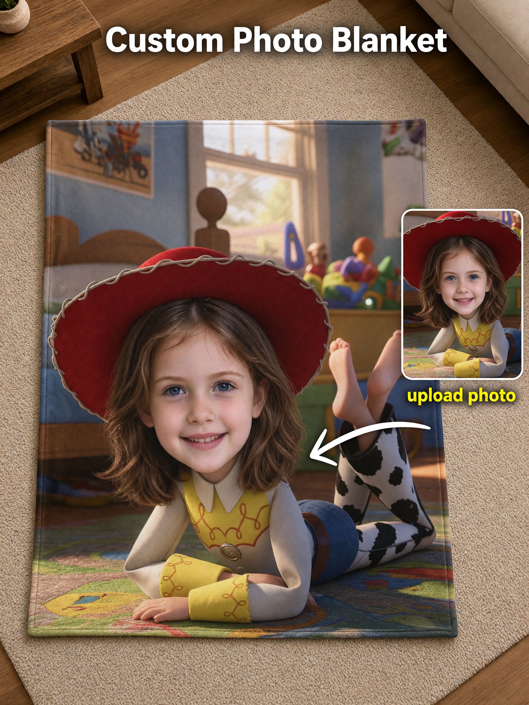 Custom Face Photo Flannel Blanket, Ultra Soft Personalized Throw for Bed and Couch, Ideal Cozy Gift
