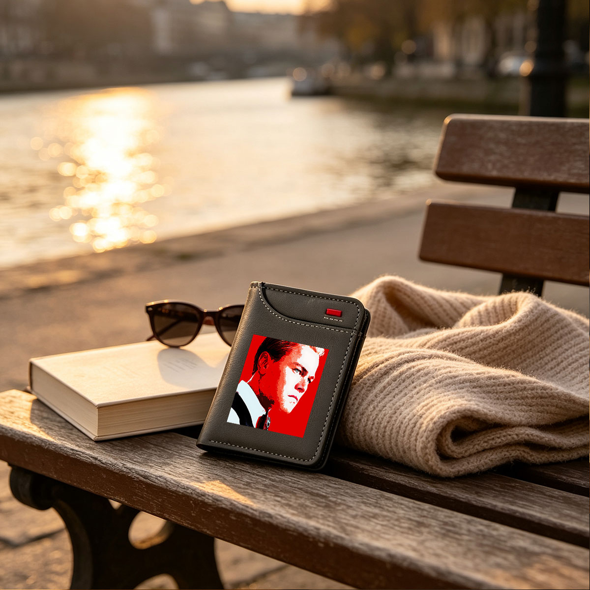 Leonardo DiCaprio in a Bold Red Portrait Style - Vertical Style Wallet