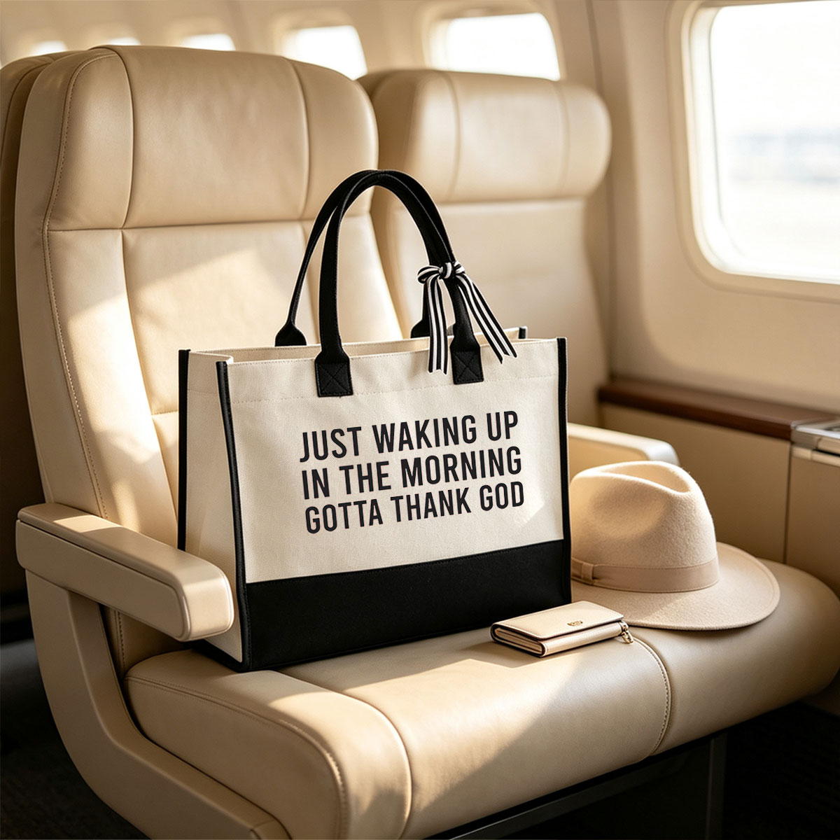 Just Waking Up in the Morning Gotta Thank God - Canvas patchwork gift tote bag