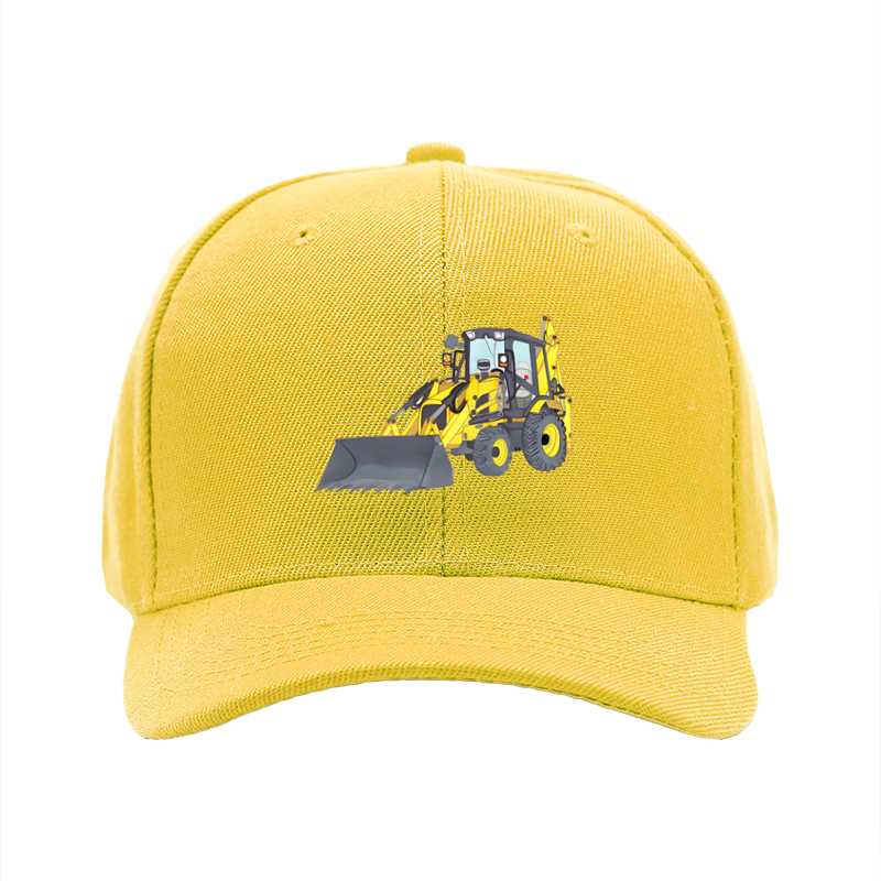 1pc New Baseball Cap with Yellow Excavator Print and Bold Text Design Unisex Adjustable Hat for Outdoor Work and Leisure Activities Suitable for Adults Who Love Construction Machinery and Heavy Equipment Themes