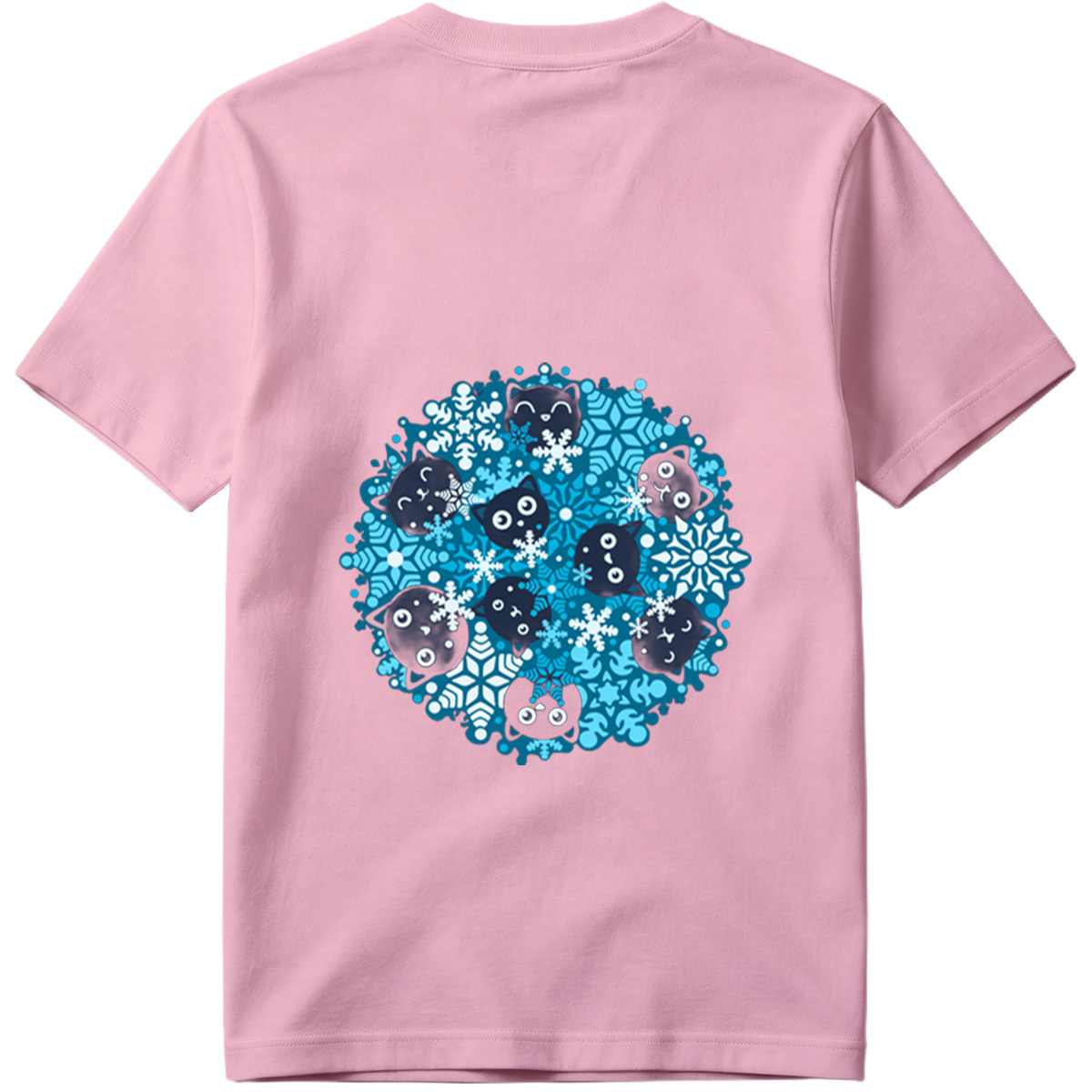 Black Cats and Snowflakes Winter Pattern - Tee