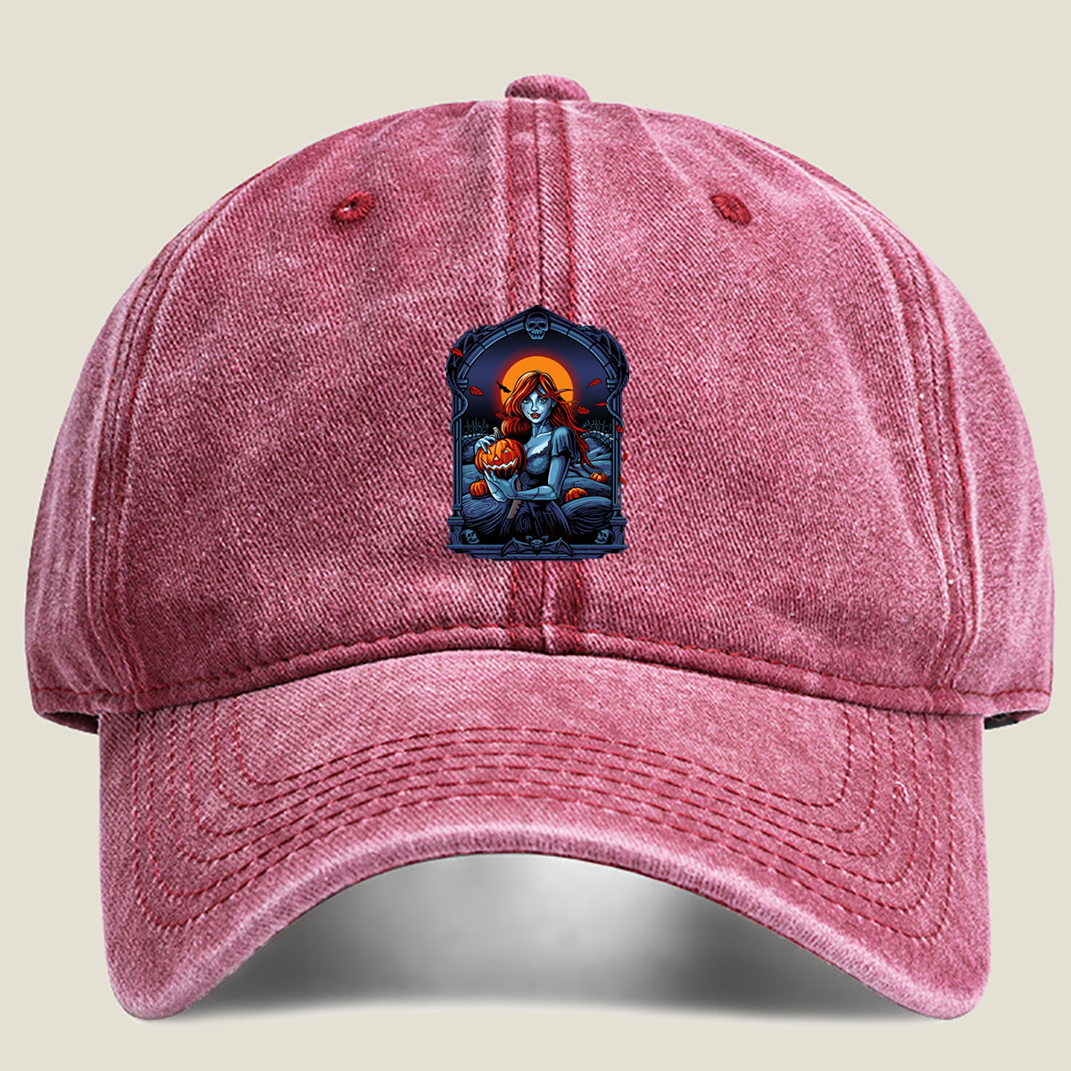 The Nightmare Before Christmas: Sally and Jack's Pumpkin - Washed Denim - Baseball Cap