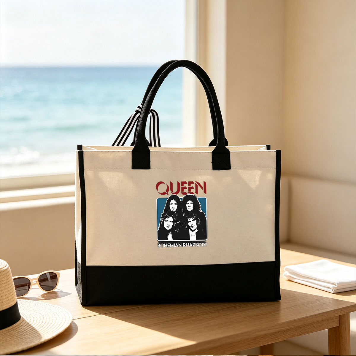 Queen - Bohemian Rhapsody Album Cover - Canvas patchwork gift tote bag