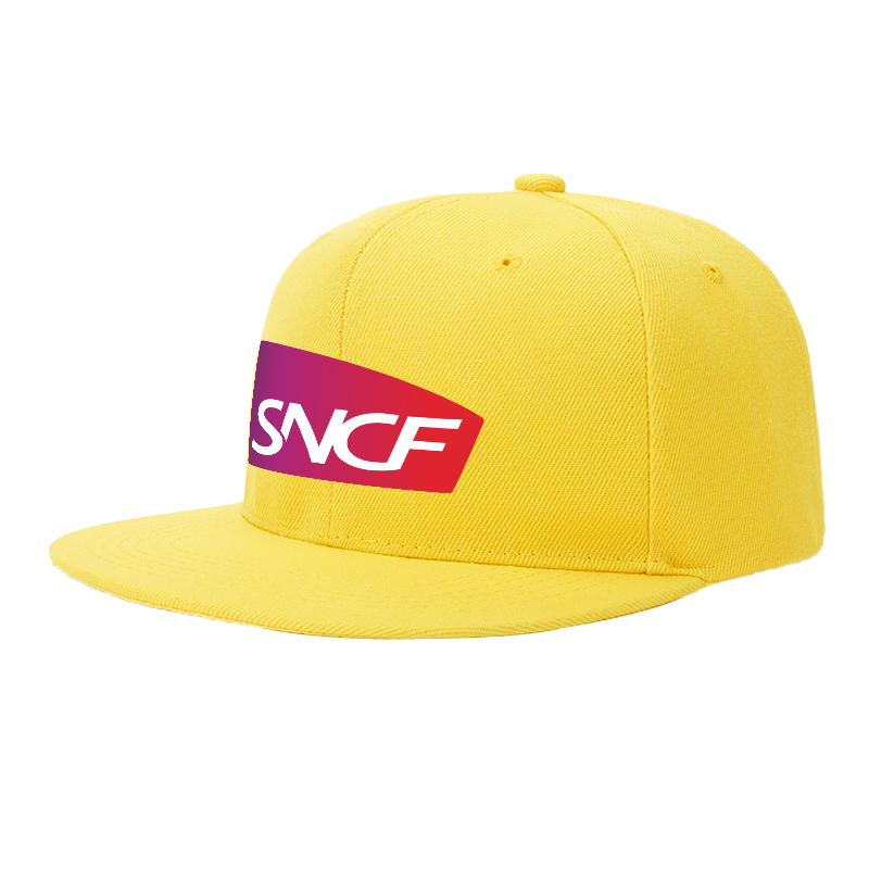 Flat Brim Baseball Cap SNCF Logo Print Streetwear Underground Skate Style for Basketball Court Skate Park Urban Riders and Hip Hop Artists