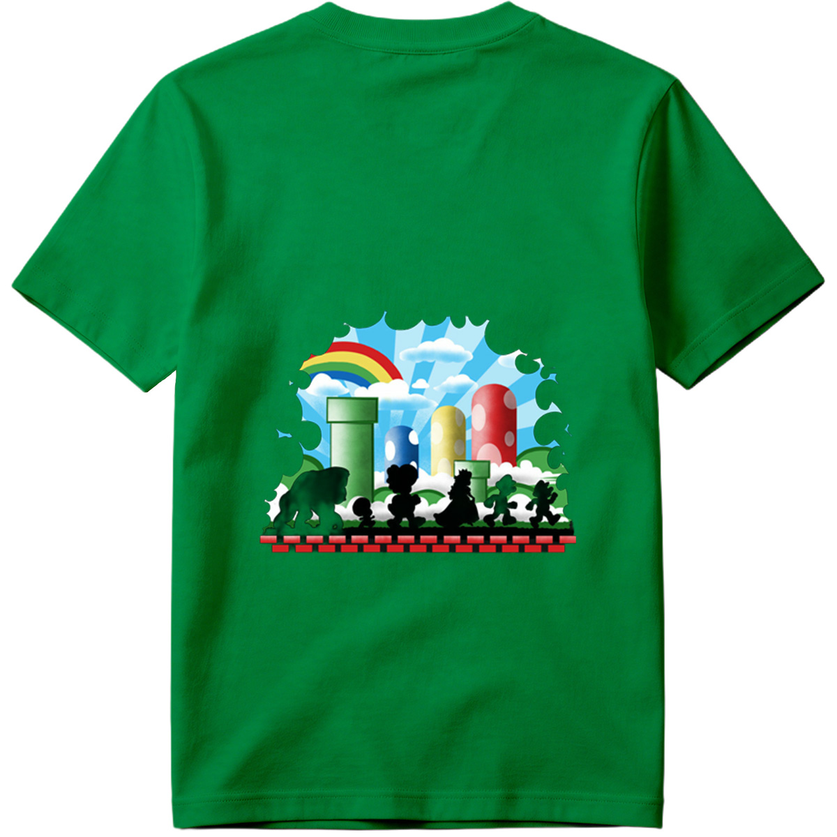 Super Mario Silhouettes: Koopa, Toad, Princess, Mario, and Luigi - Tee