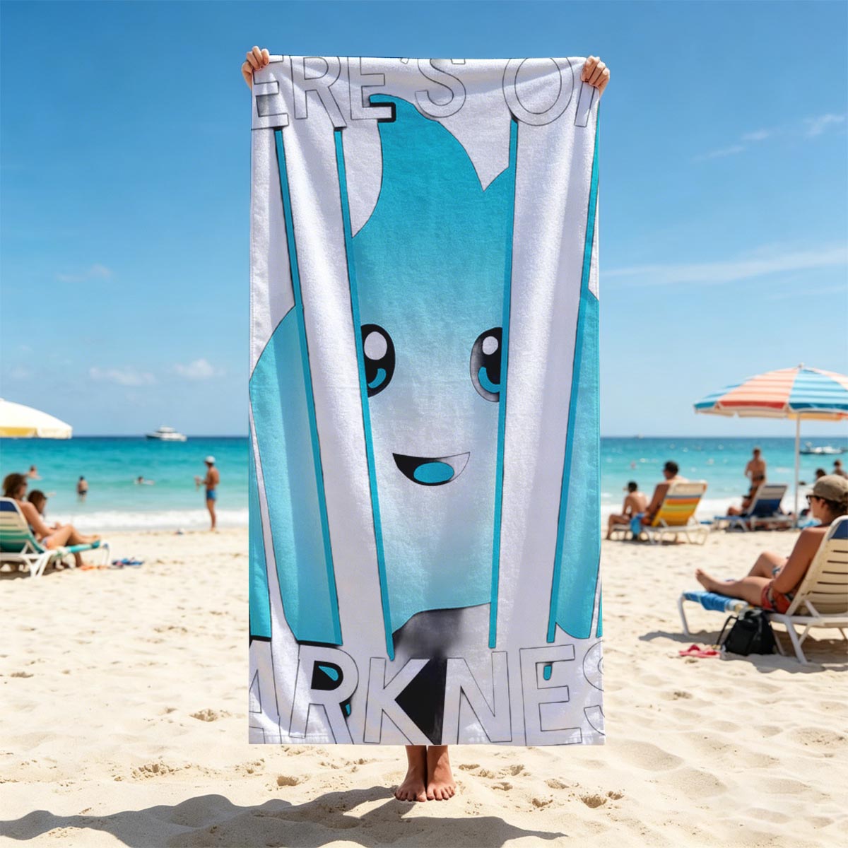There's Only Darkness: Blue Character Behind Bars - Beach towels