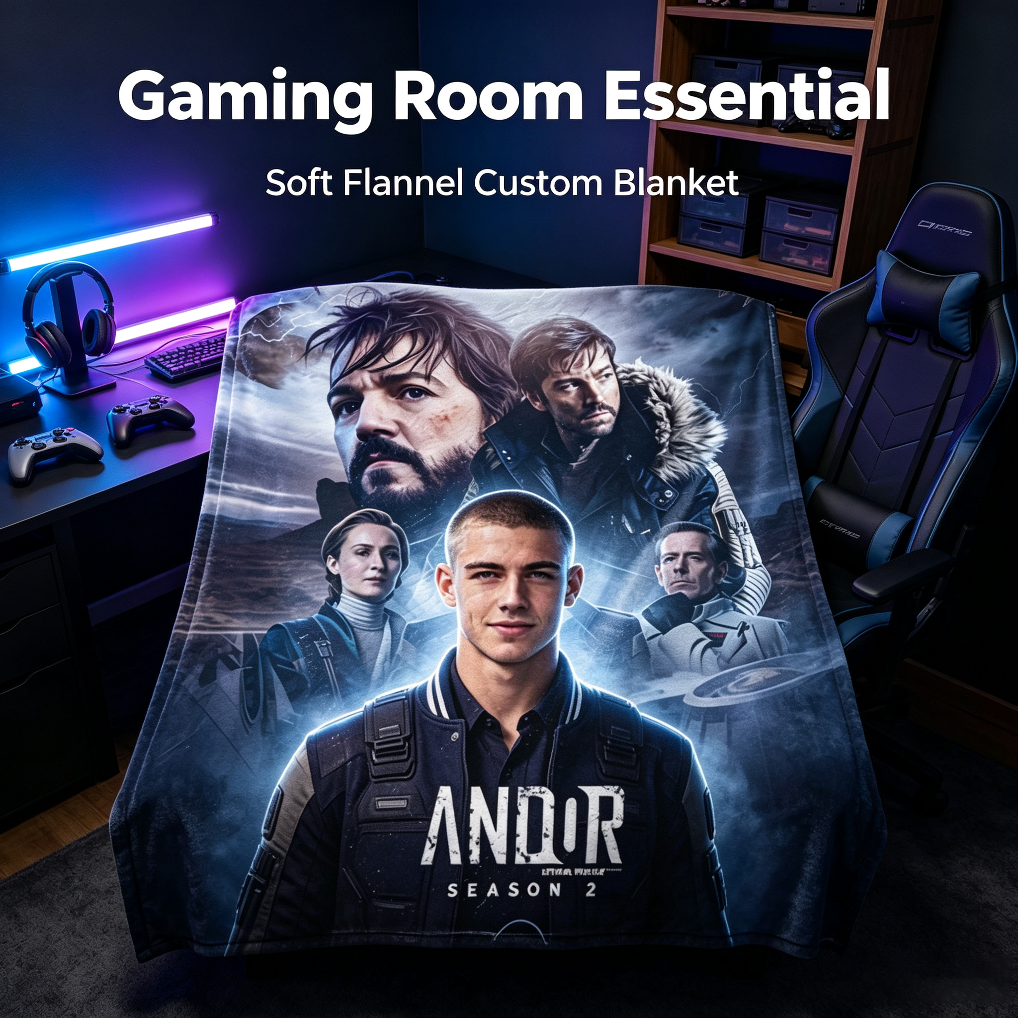 Custom Face Blanket Star Wars Andor Season 2 Flannel Blanket Perfect for Fans Cozy Home Use Gift or Giveaway