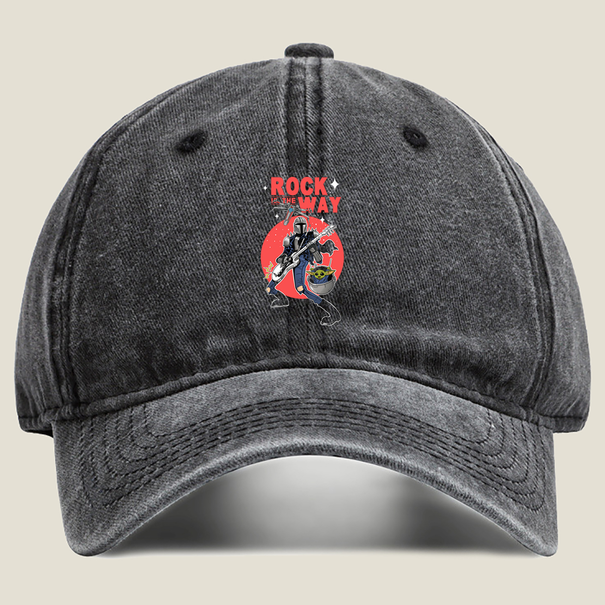 The Mandalorian & Grogu Rock Star Design - Washed Denim - Baseball Cap