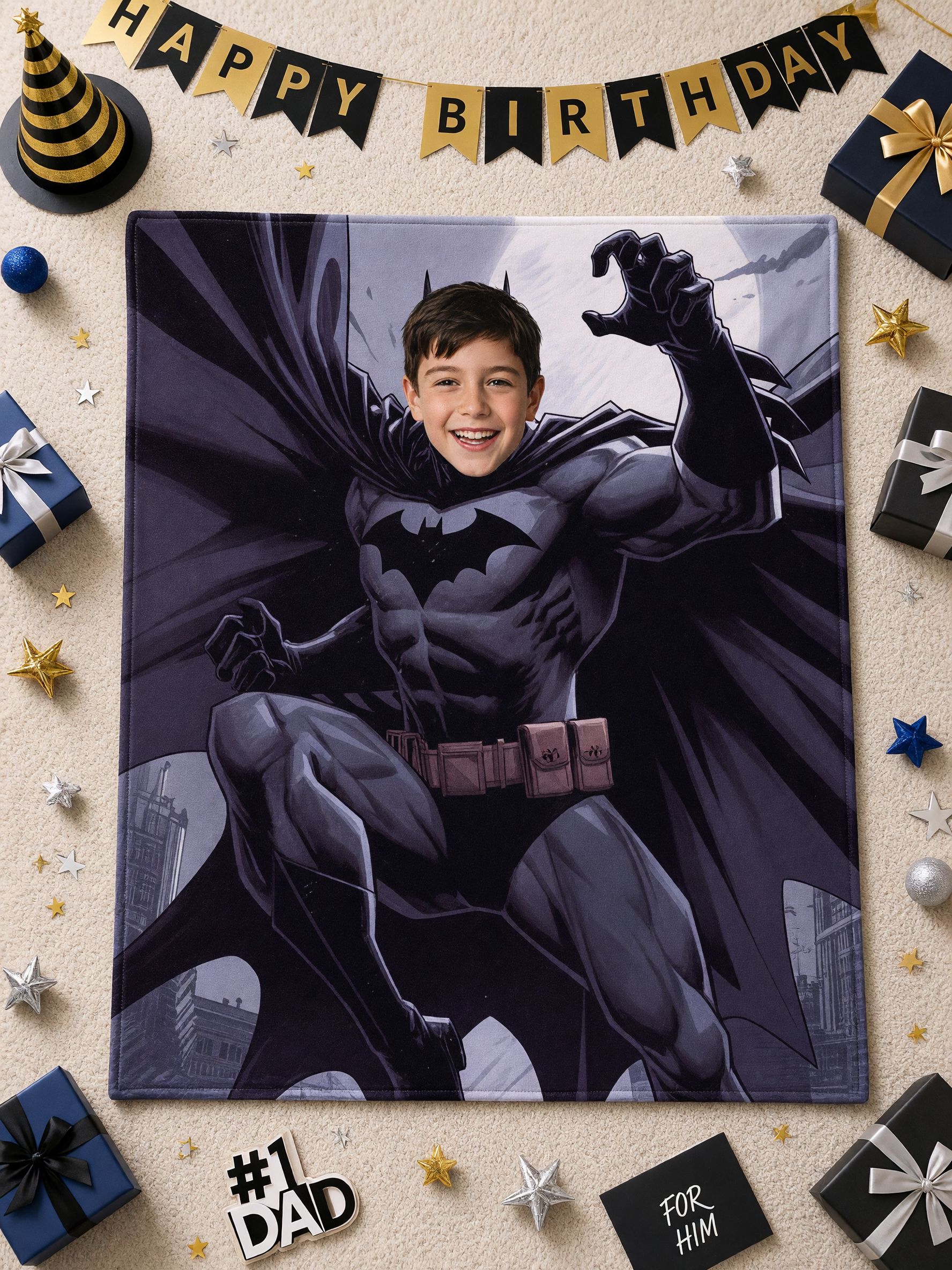 Personalized Face Photo Blanket Custom Superhero Comic Flannel Fleece Throw Cozy Soft Ideal Personalized Gift