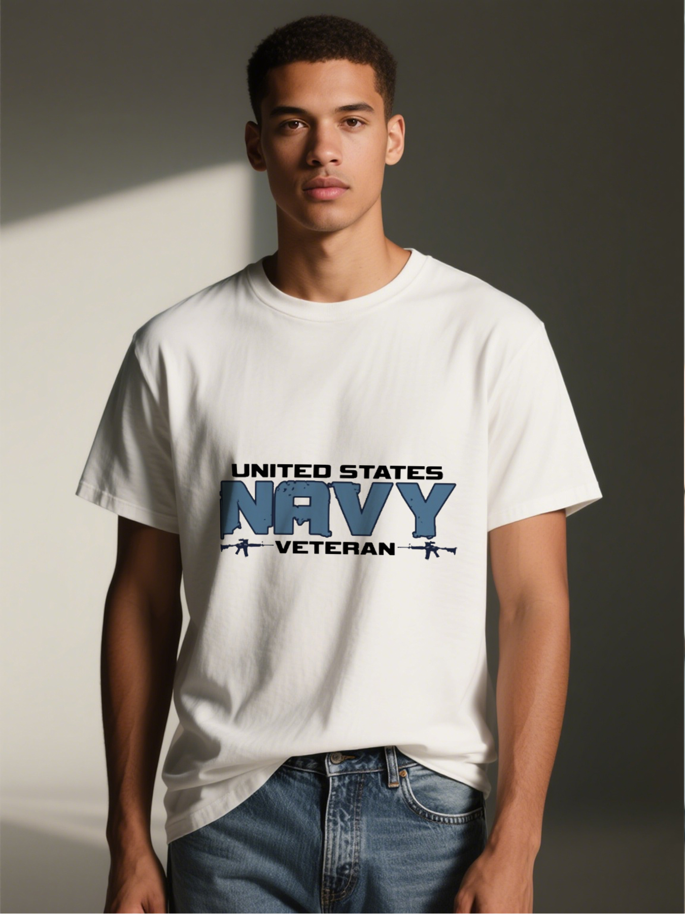 Men's Printed T-Shirt United States Navy Veteran Graphic Design Casual Round Neck Summer Lightweight Breathable Short Sleeve T-Shirt for Military Enthusiasts and Veterans