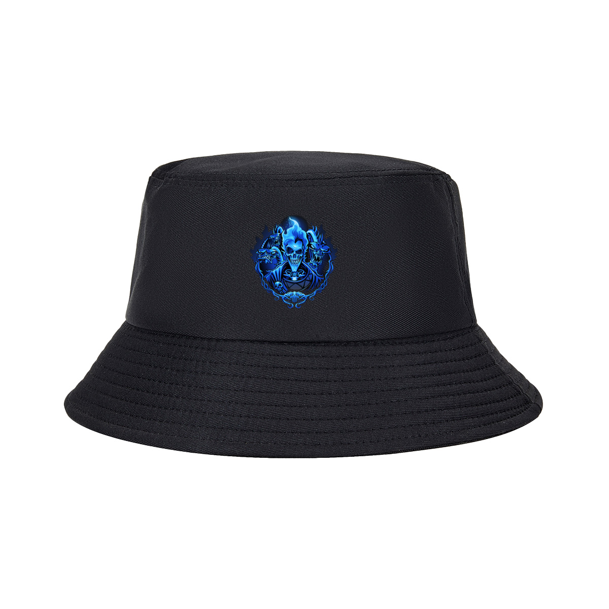 Blue Flame Skull with Demonic Creatures - Fisherman's Hat