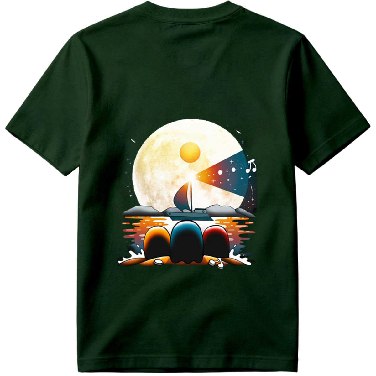 Sailboat Under the Moonlight with Musical Notes - Tee