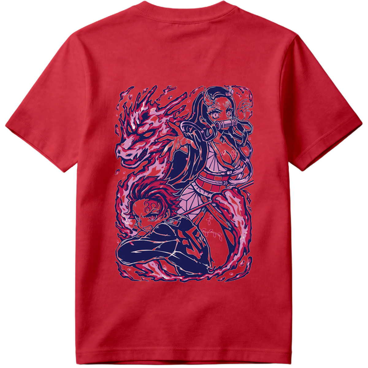 Demon Slayer: Kimetsu no Yaiba - Nezuko Kamado and Tanjiro Kamado with Flame Breathing - Tee
