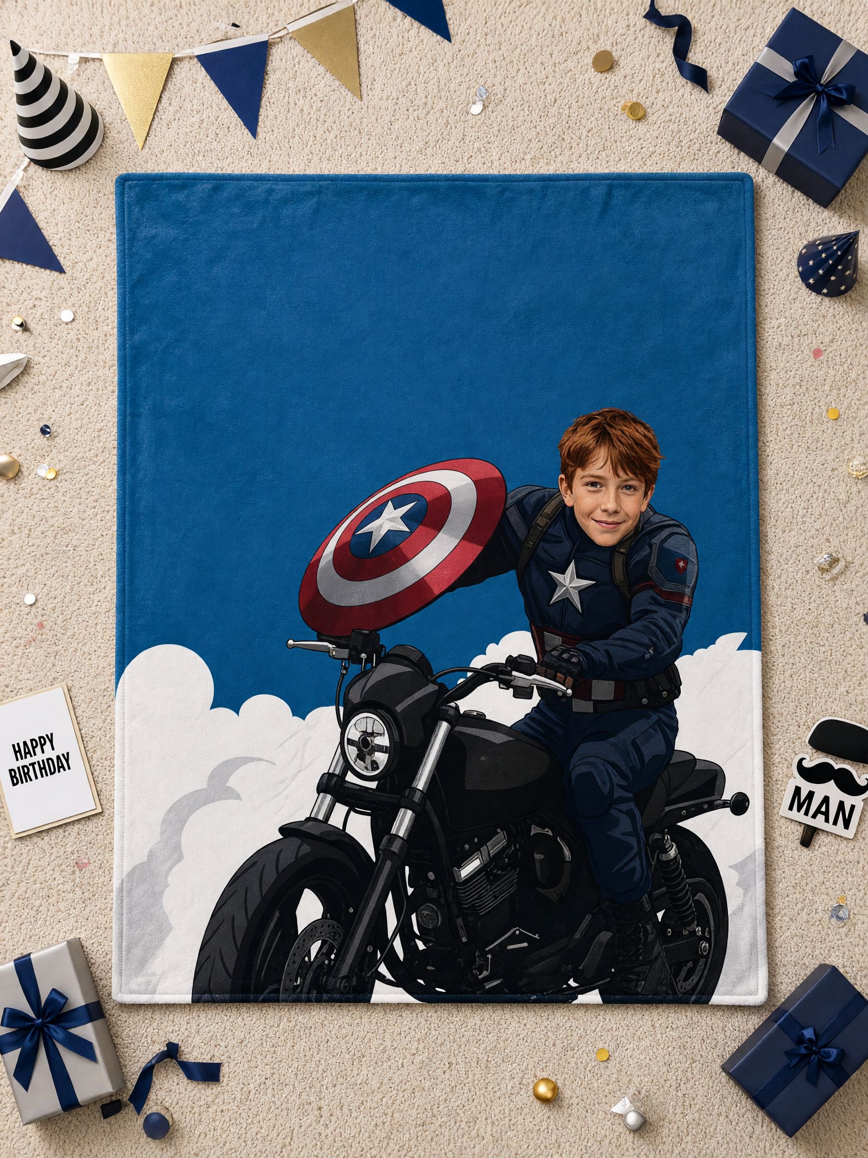 Custom Superhero Photo Face Flannel Blanket Ultra Soft Anti Pilling Fleece Throw Lightweight Warm Personalized Gift for