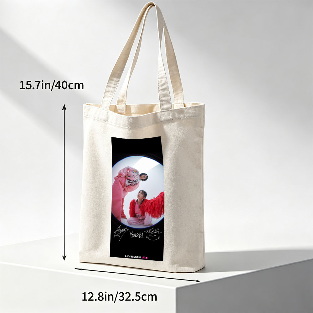 YOASOBI Live Performance in Vibrant Pink Outfits with Fisheye Lens Effect - Canvas tote bags