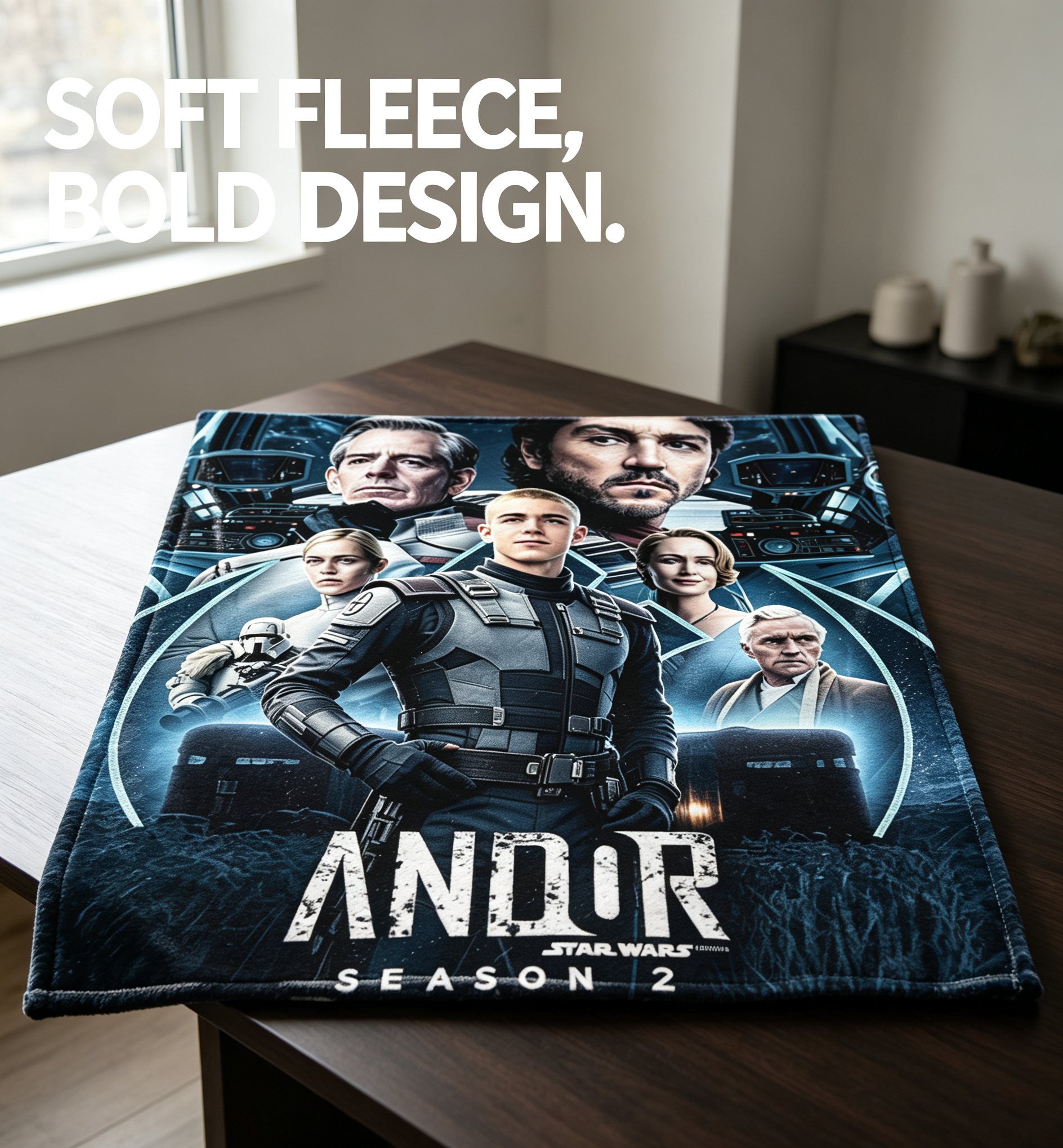 Custom Face Blanket Star Wars Andor Season 2 Flannel Blanket Cozy Home Decor Gift for Fans and Collectors