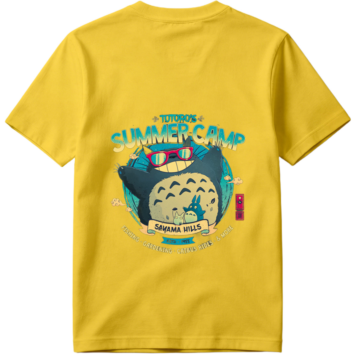 Totoro's Summer Camp: Totoro, Small Totoros, and Catbus - Tee