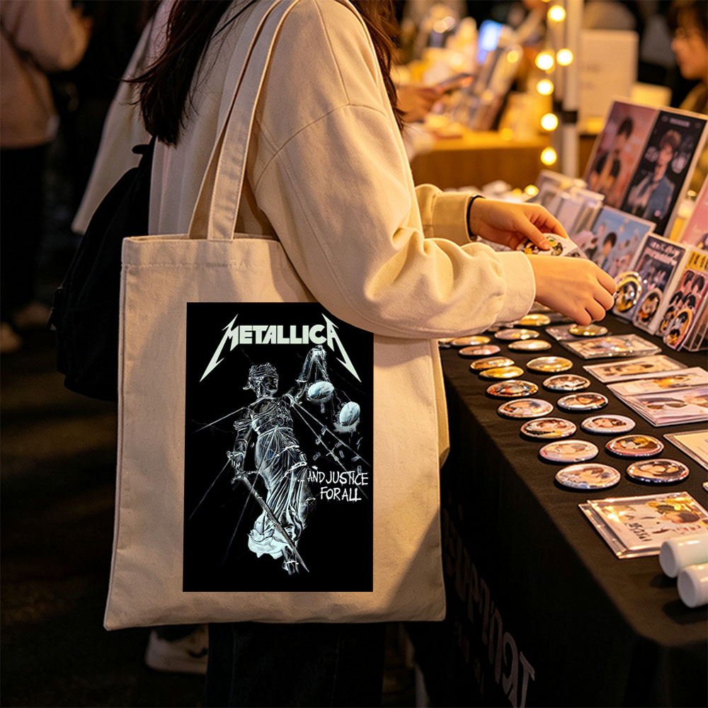 Metallica Band Justice Statue Album Cover Art - Canvas tote bags