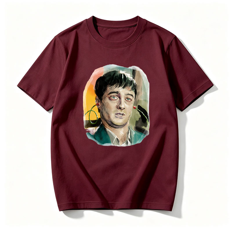 Man with Green Eyes and Earphones, Artistic Portrait - Tee