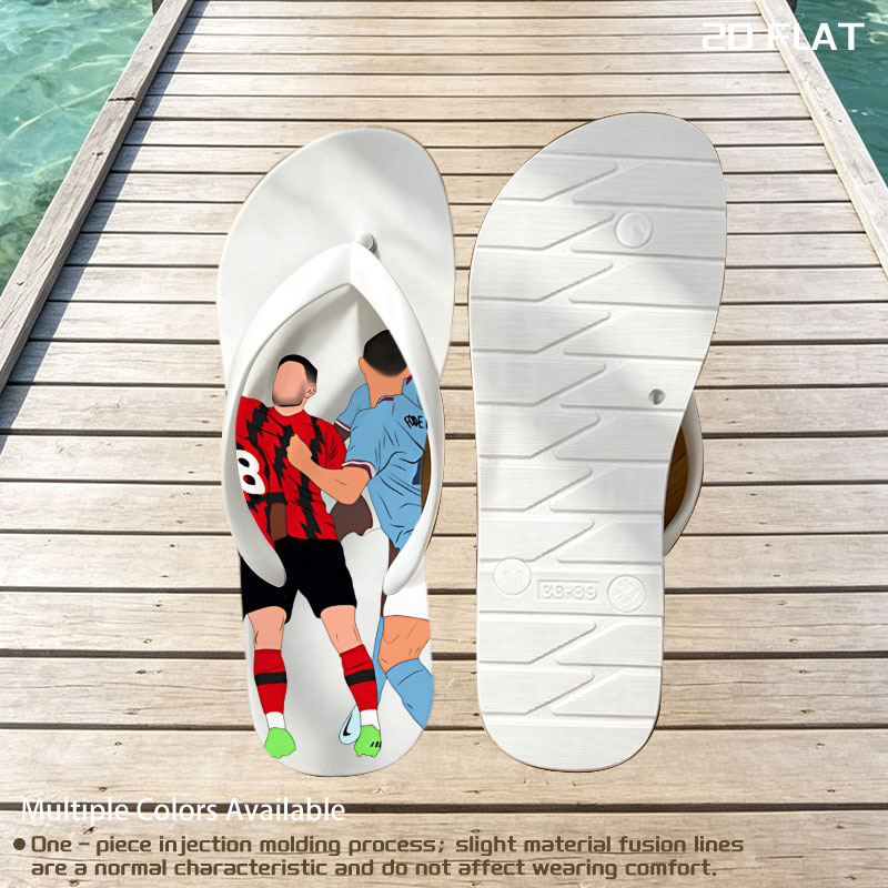 Soccer Players in Action: Blue vs Red Team Duel for Header -  flip-flops