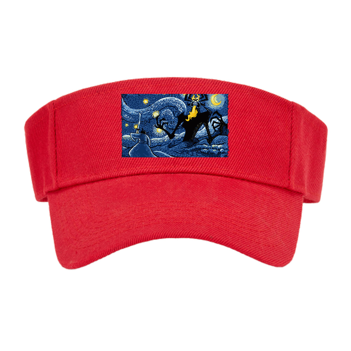 Samurai vs. Fiery Spider in Starry Night Landscape -  Visor cap