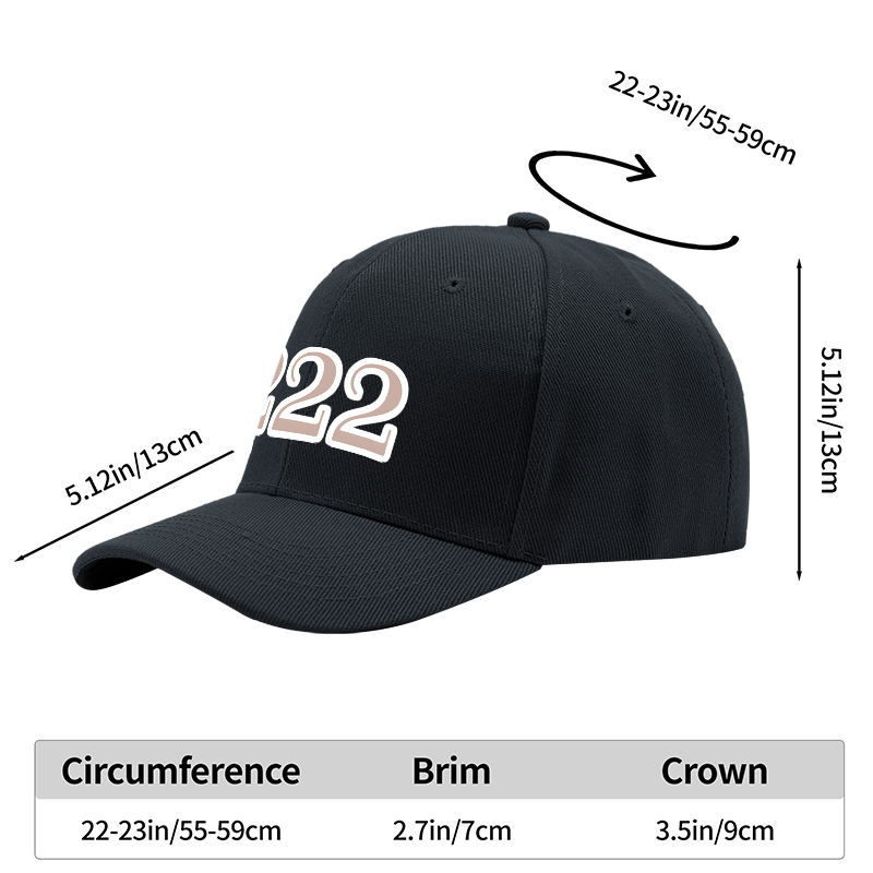1pc New Baseball Cap with 222 Number Print Design Unisex Adjustable Hat for Outdoor Activities and Casual Wear Suitable for Adults and Teens