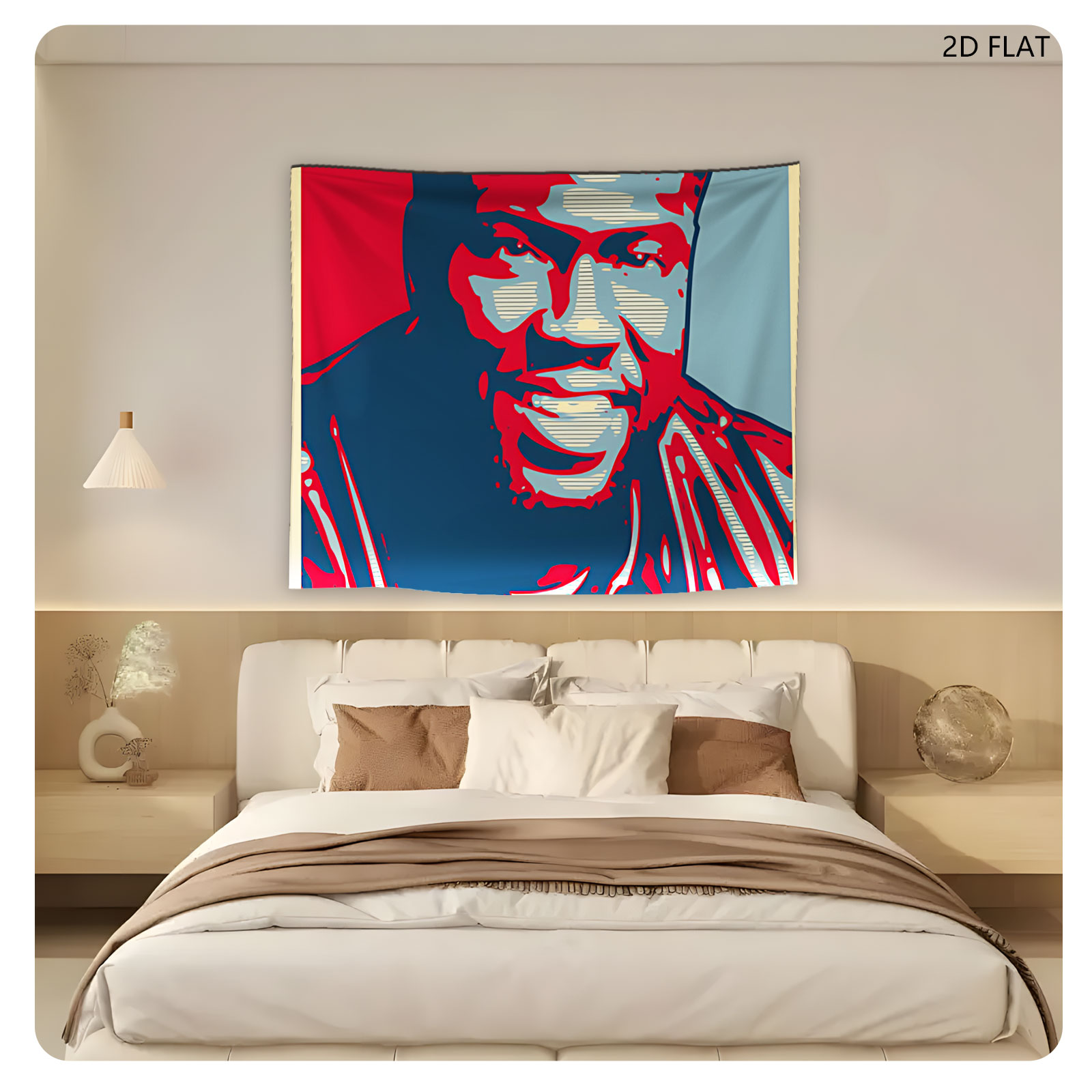 Kevin: A Bold Portrait in Red, Blue, and Gray - Tapestry