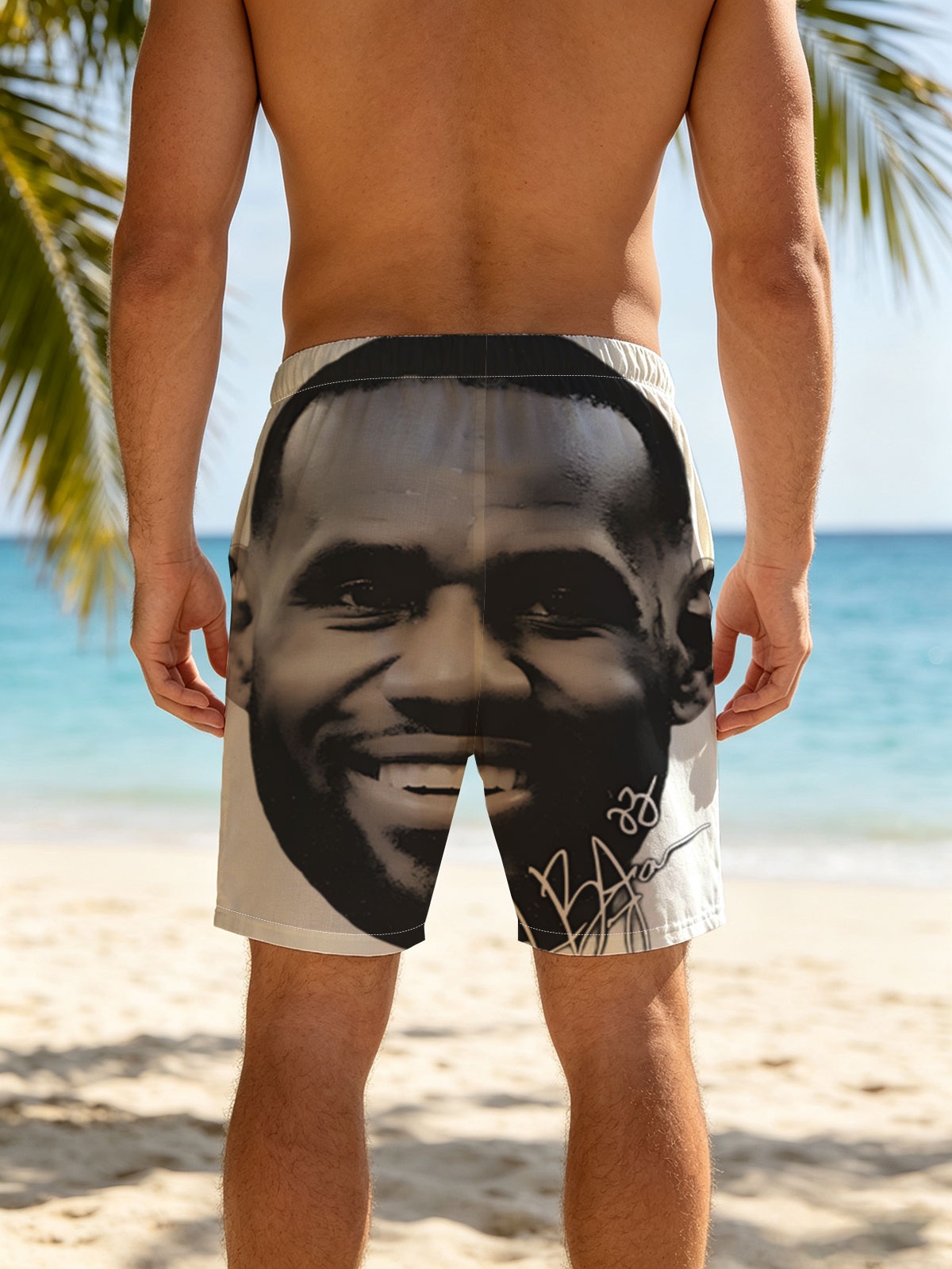 LeBron James Smiling Portrait with Signature -  Beach shorts
